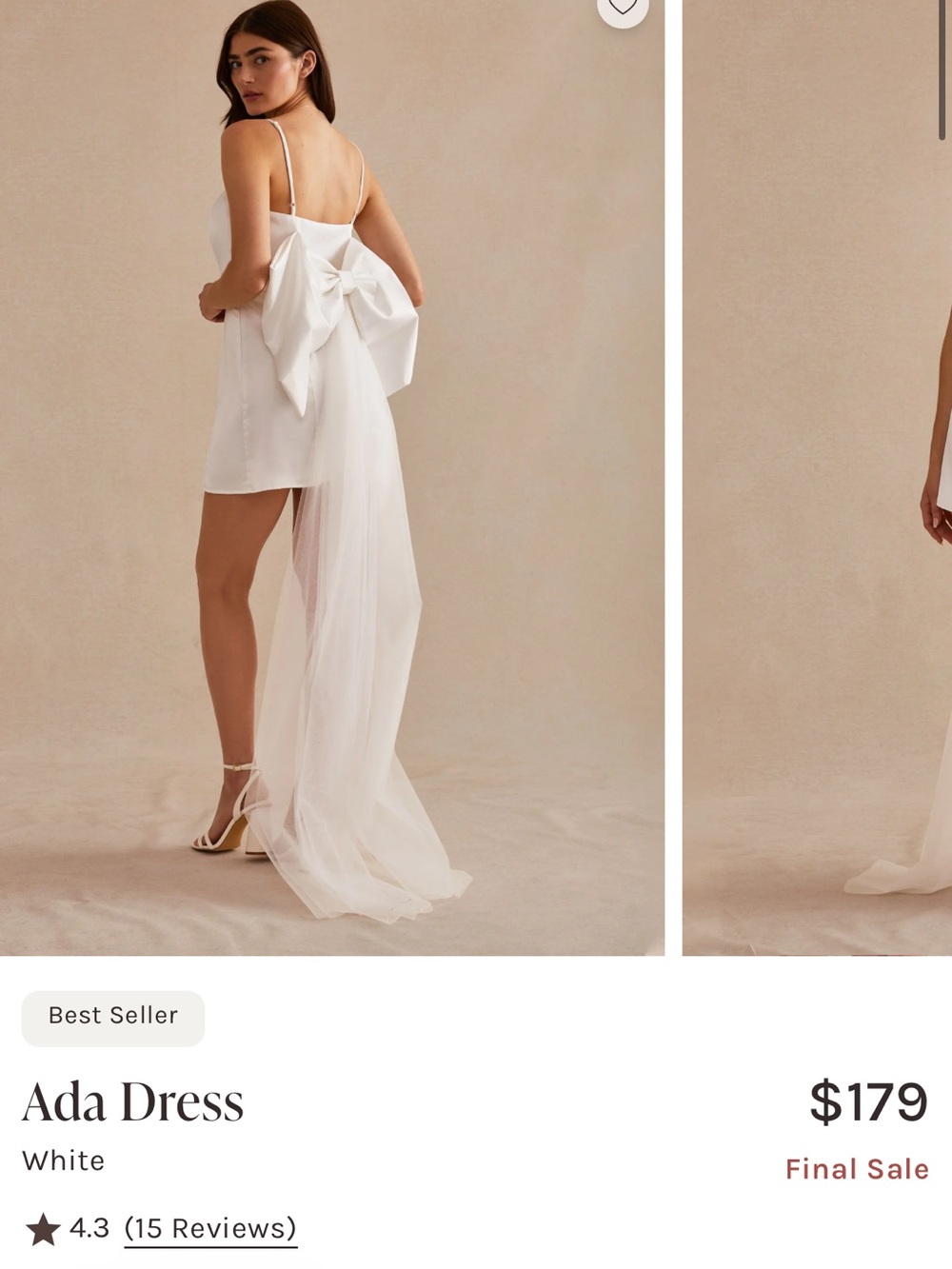 Birdy Grey Ada Dress in White with Dramatic Bow and Train